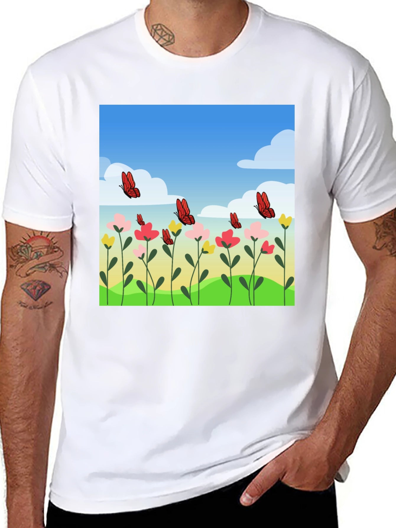 Butterfly Meadow Graphic Tee - Stylish Casual Wear