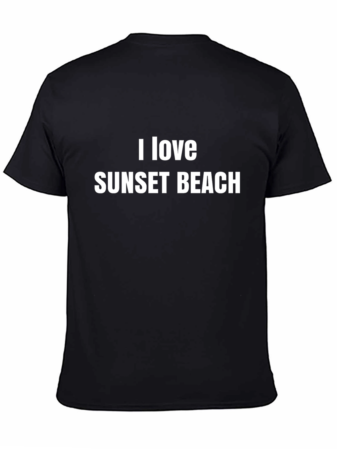 I Love Sunset Beach Black Graphic T-Shirt