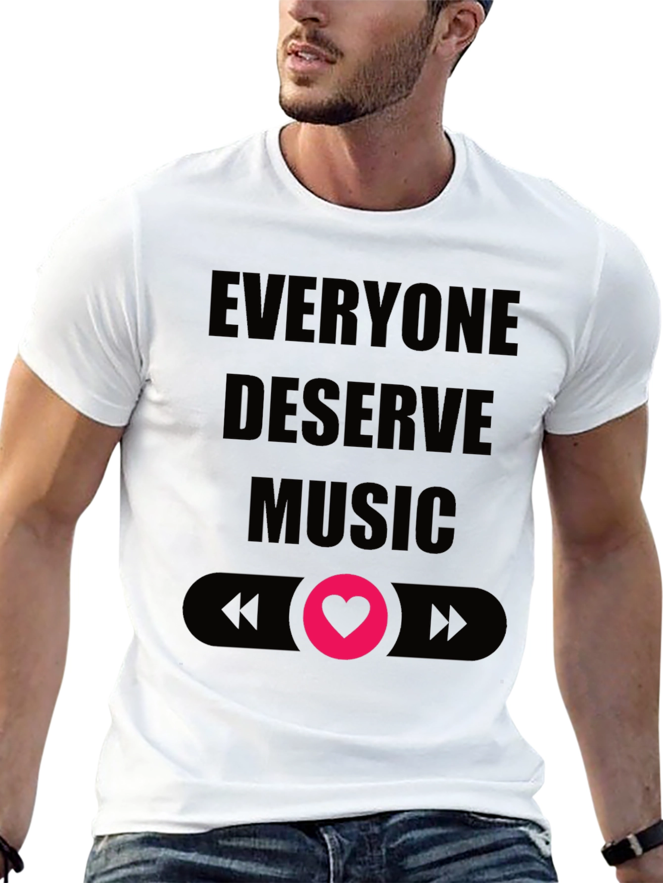 Everyone Deserves Music Tee - Black Crew Neck T-Shirt