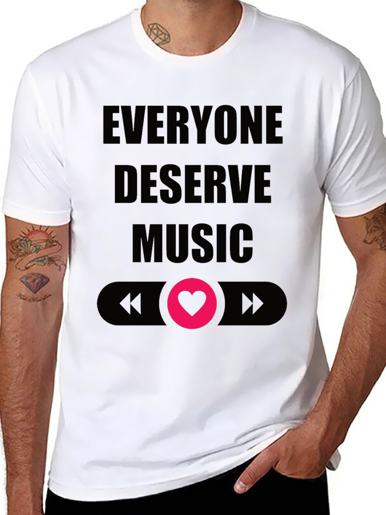 Everyone Deserves Music Tee - Black Crew Neck T-Shirt