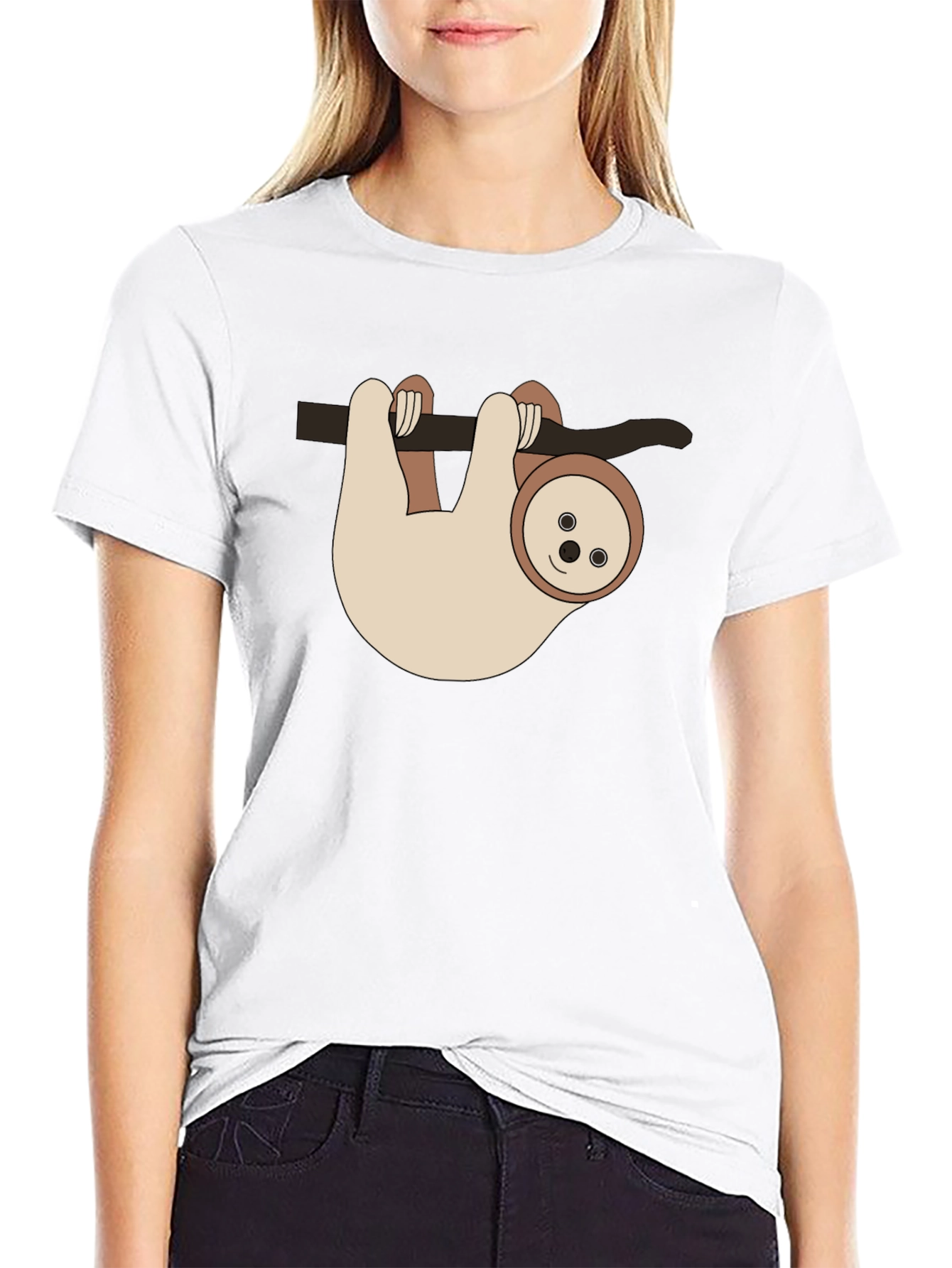 Sloth Hangin Around Black T-Shirt