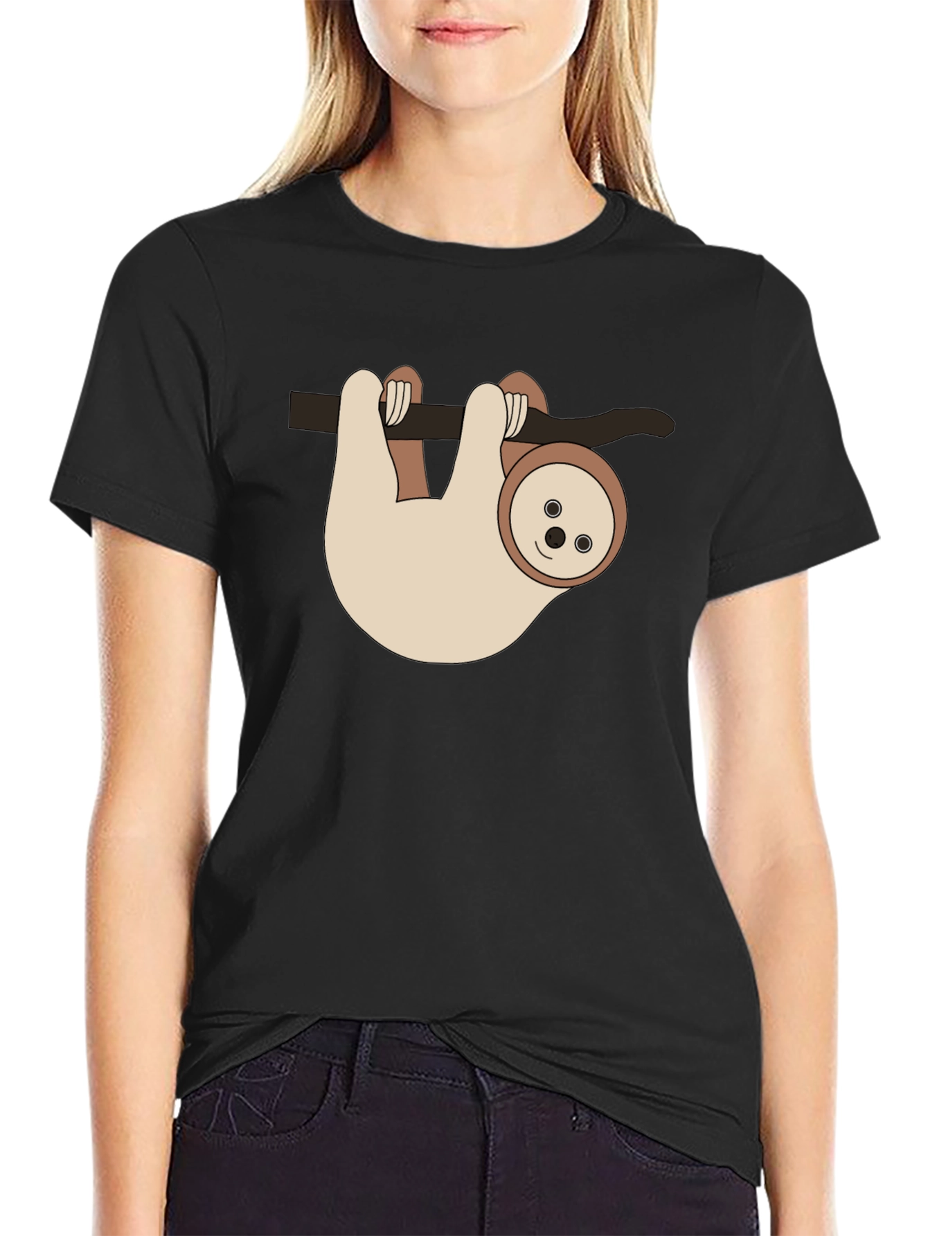Sloth Hangin Around Black T-Shirt