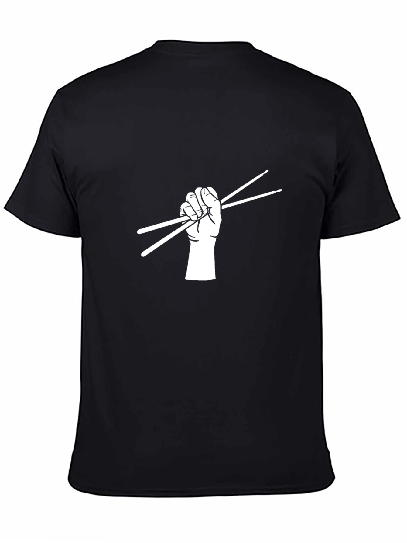 Drummer Hand Holding Drumsticks Black T-Shirt