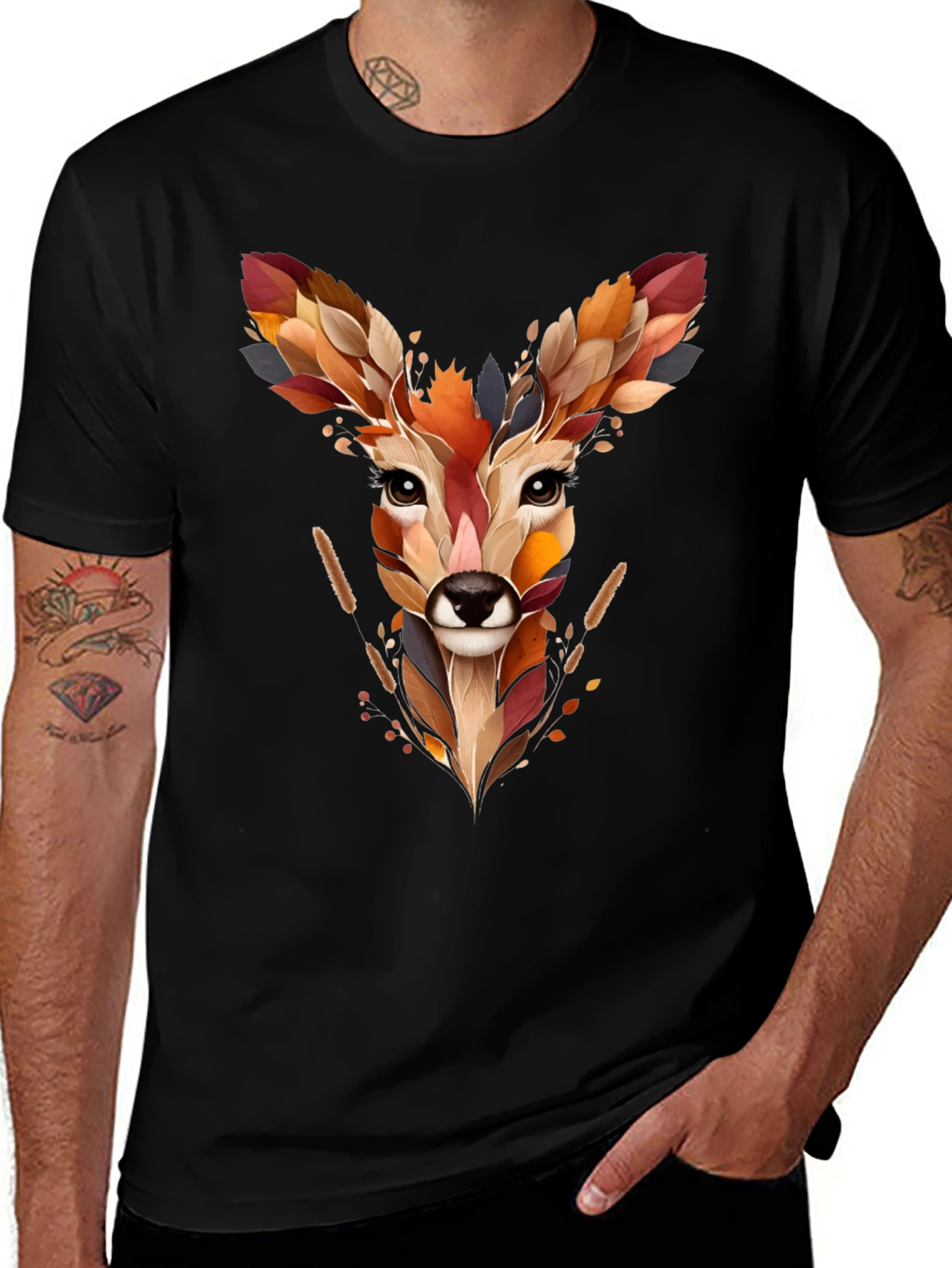 Deer Head Graphic Tee - Nature Inspired Art Shirt