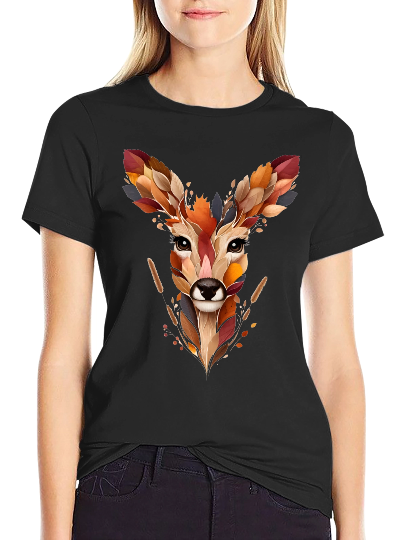 Deer Head Graphic Tee - Nature Inspired Art Shirt
