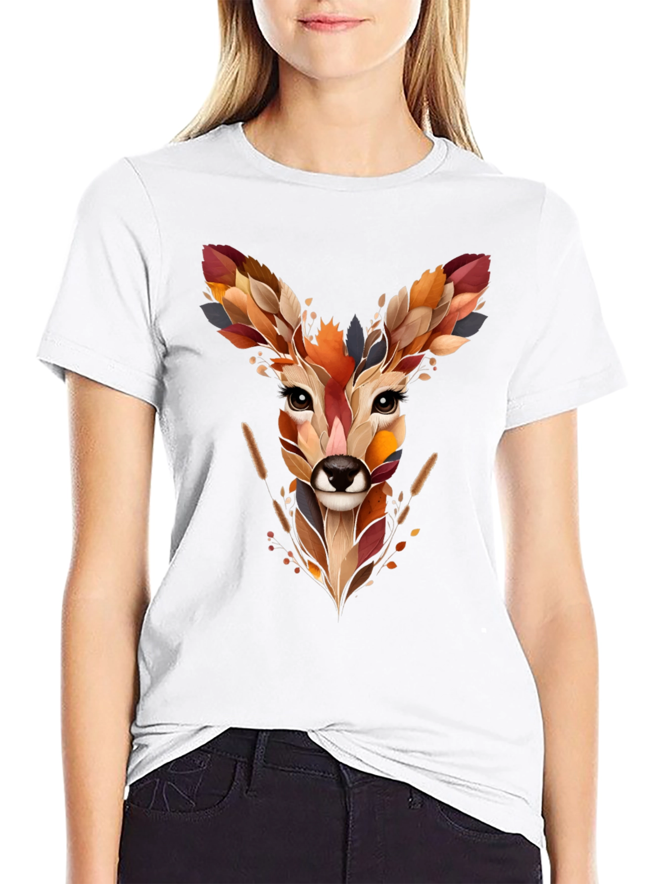 Deer Head Graphic Tee - Nature Inspired Art Shirt