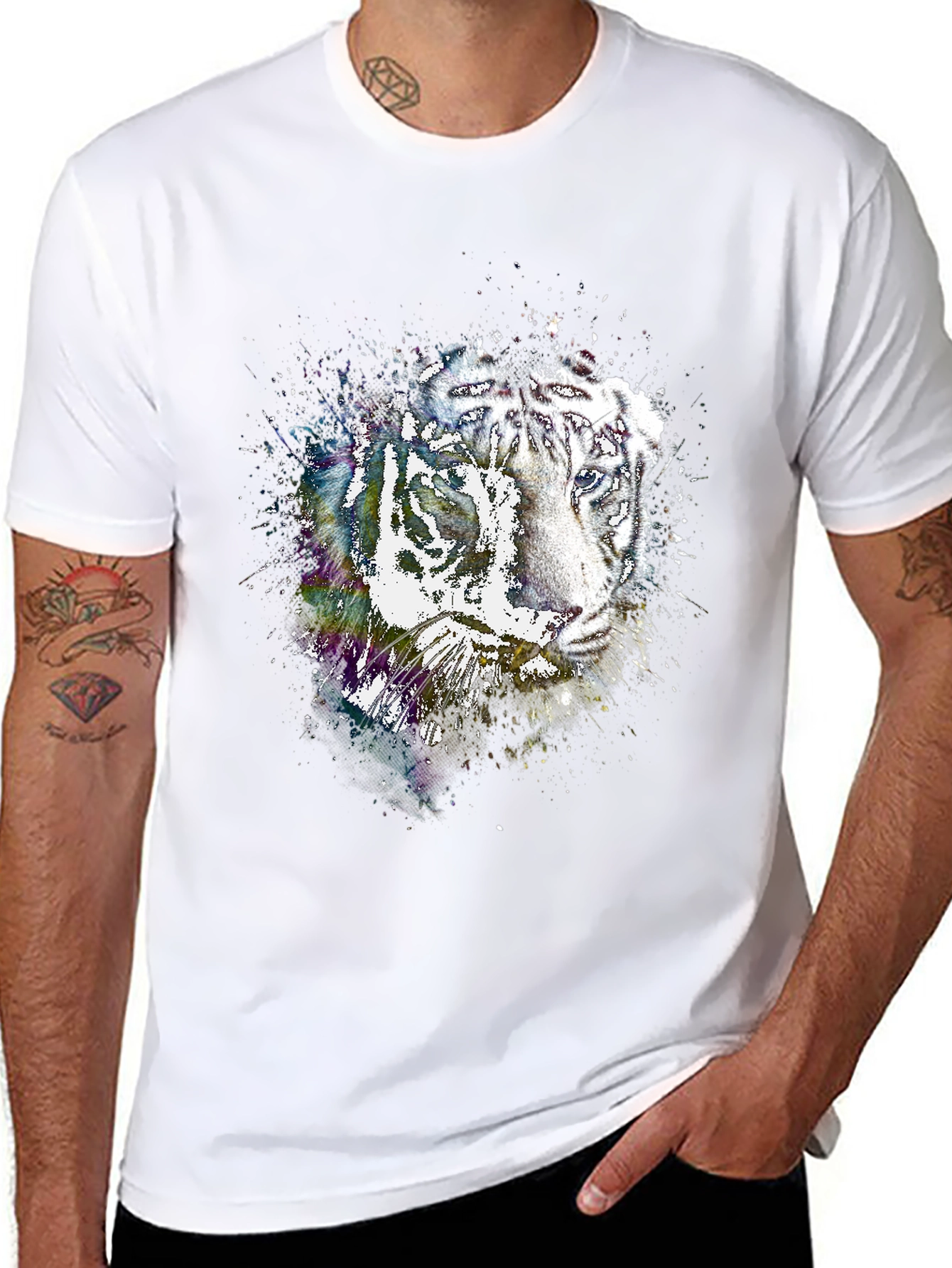 Tiger Splash Black T-Shirt - Unique Graphic Tee