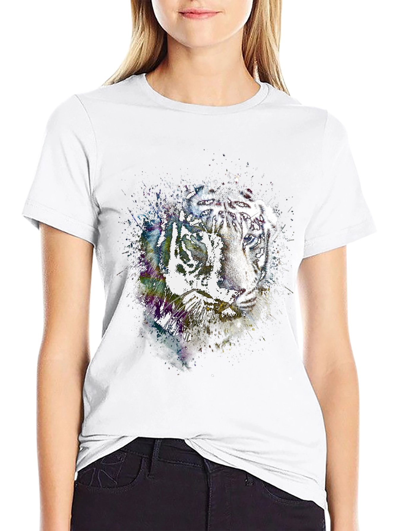 Tiger Splash Black T-Shirt - Unique Graphic Tee