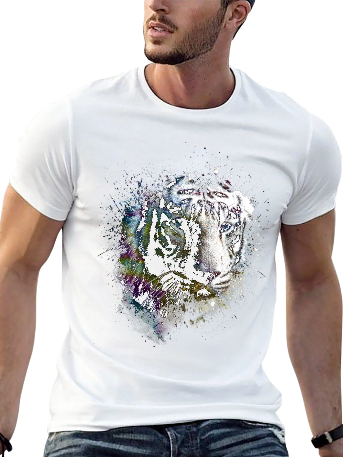 Tiger Splash Black T-Shirt - Unique Graphic Tee