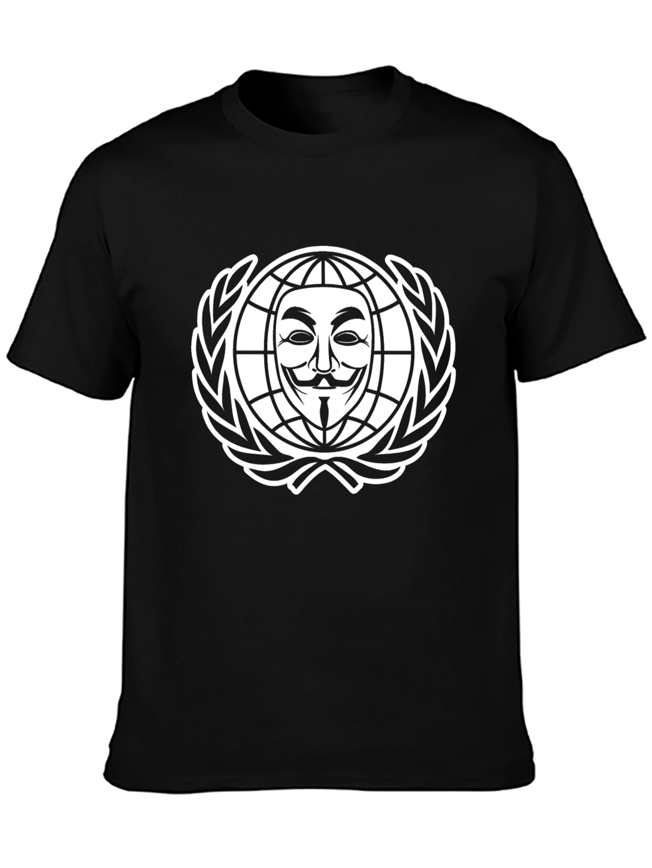 Anonymous Mask Globe Black Graphic T-Shirt