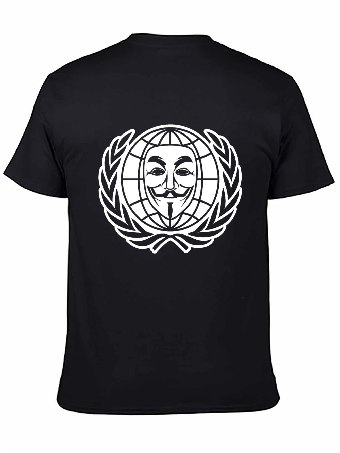 Anonymous Mask Globe Black Graphic T-Shirt