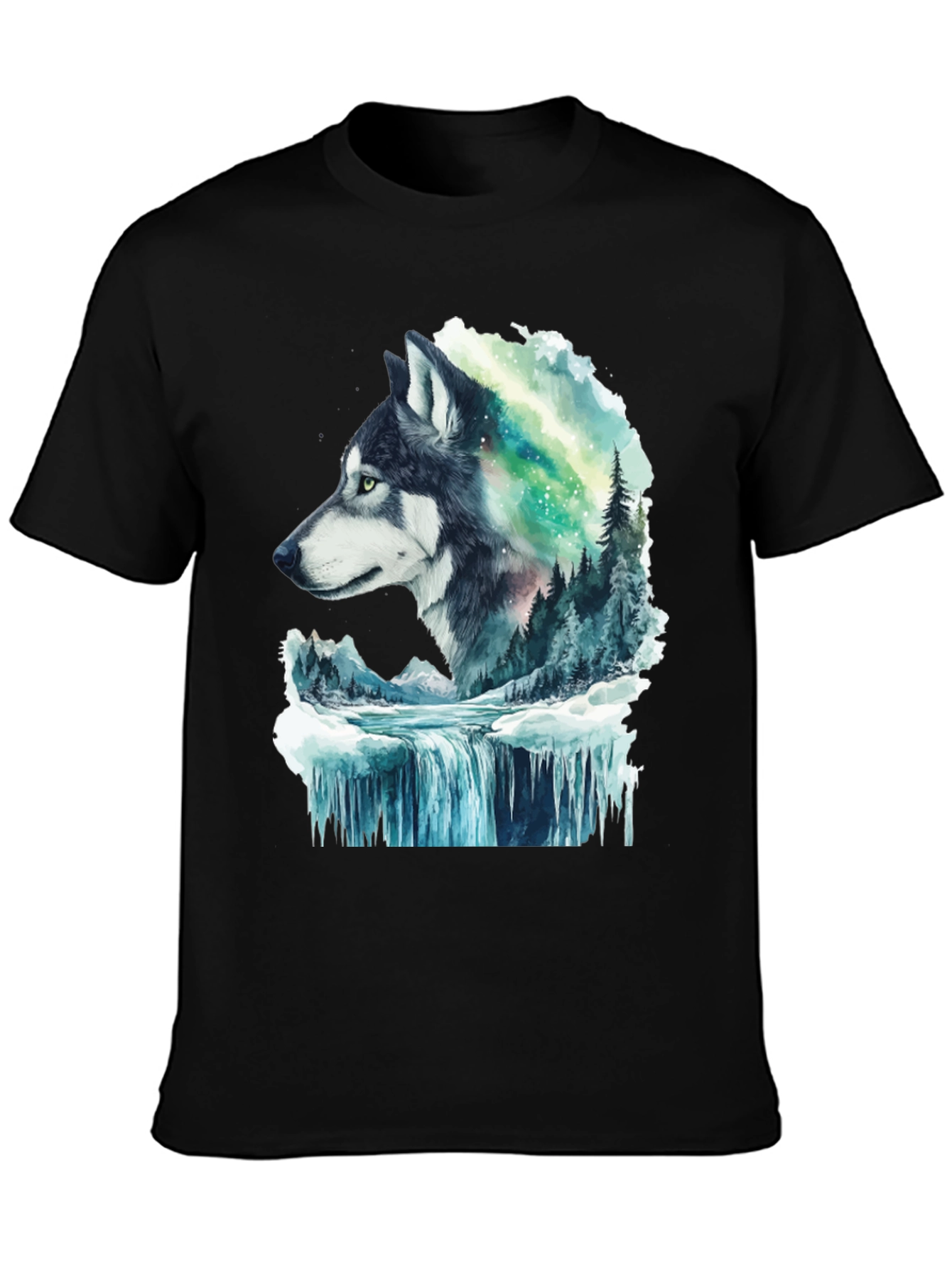 Wolf and Aurora Graphic T-Shirt