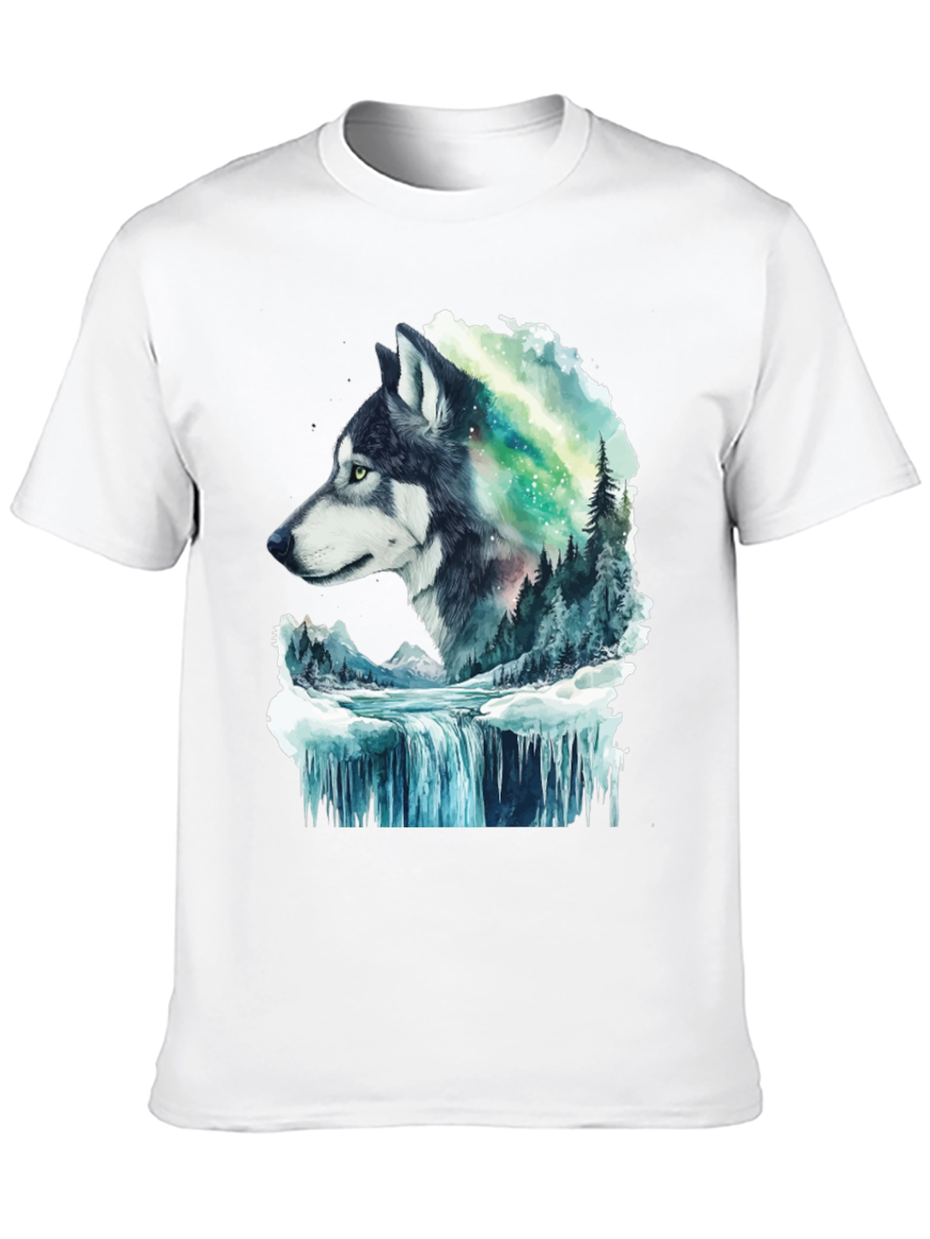 Wolf and Aurora Graphic T-Shirt