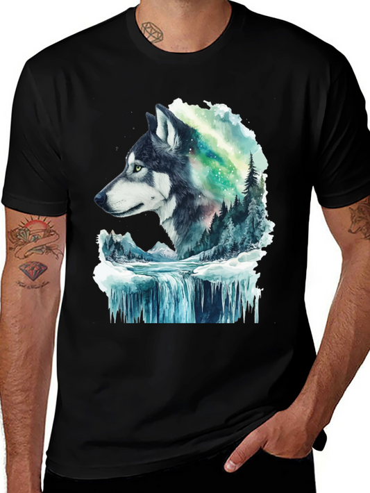 Wolf and Aurora Graphic T-Shirt