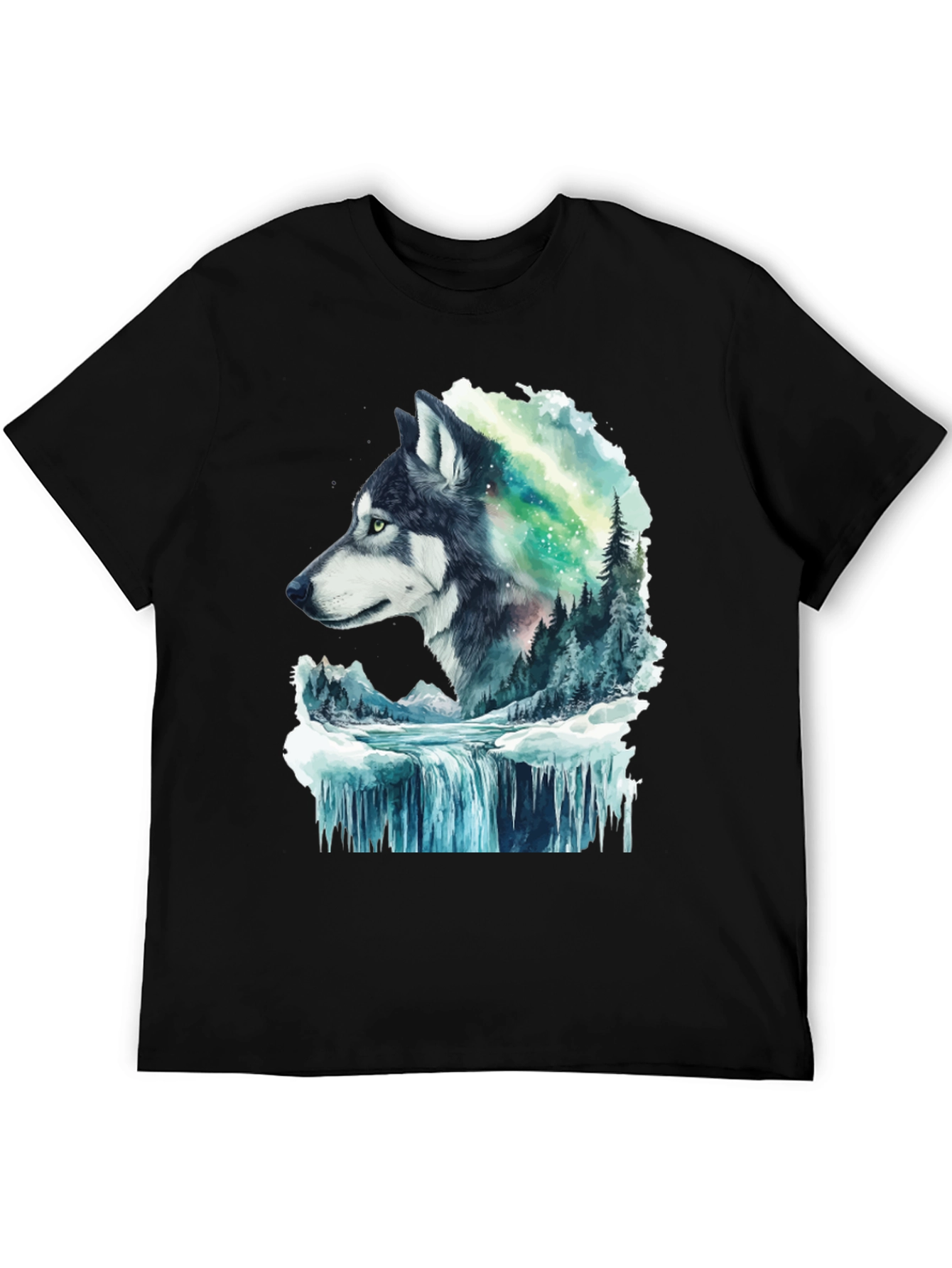 Wolf and Aurora Graphic T-Shirt