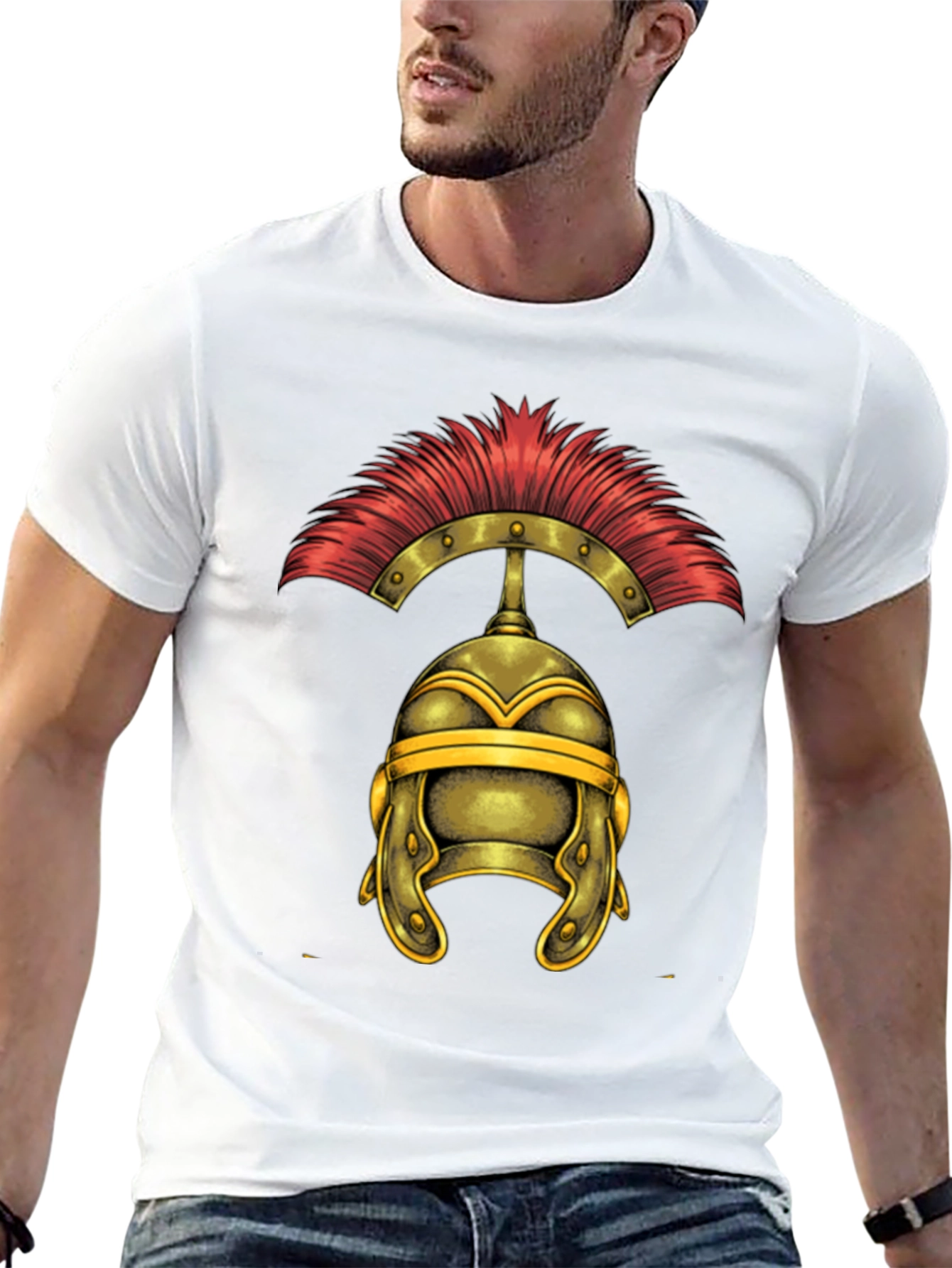 Roman Helmet Graphic Tee - Classic Warrior Design