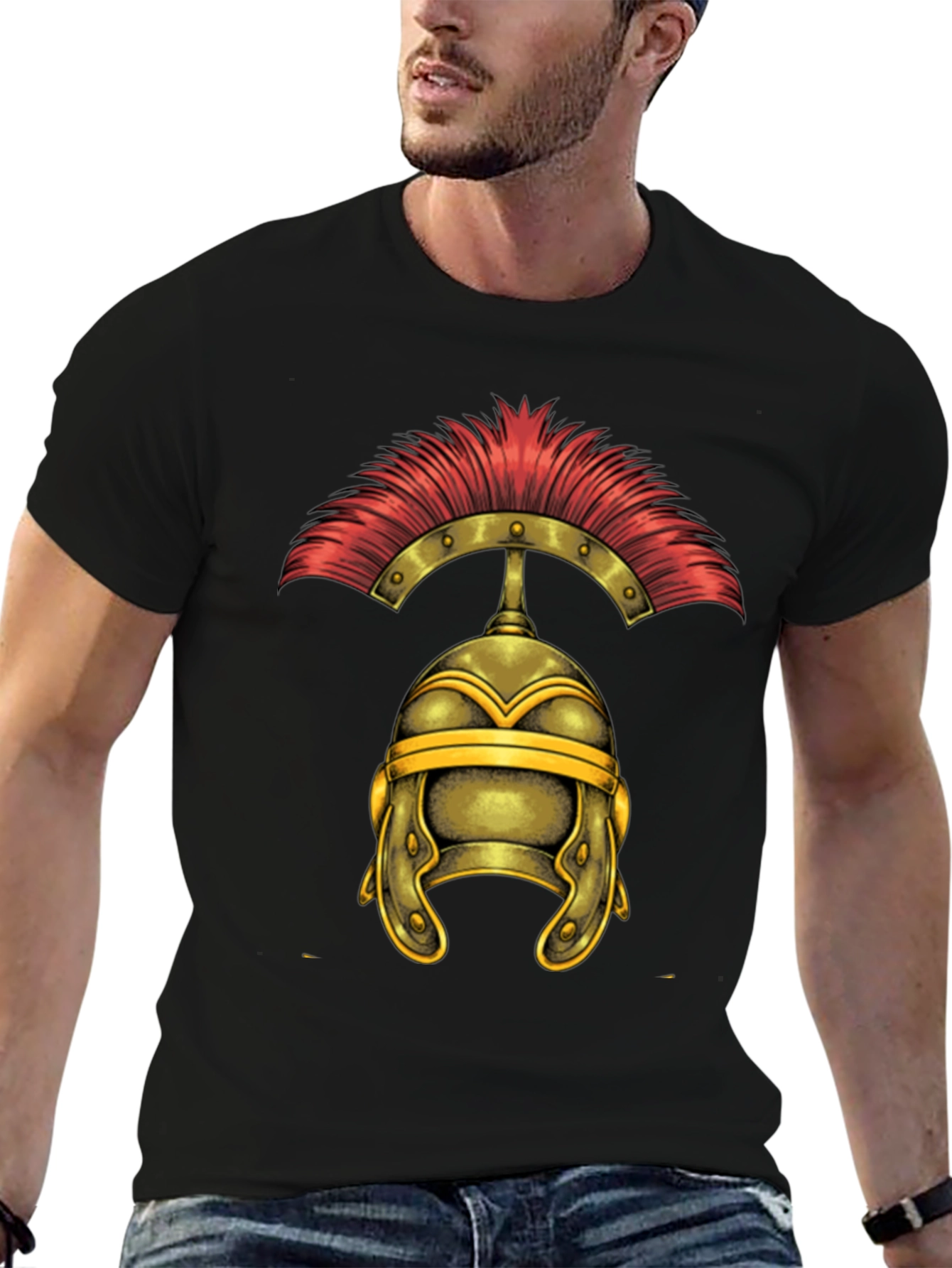 Roman Helmet Graphic Tee - Classic Warrior Design