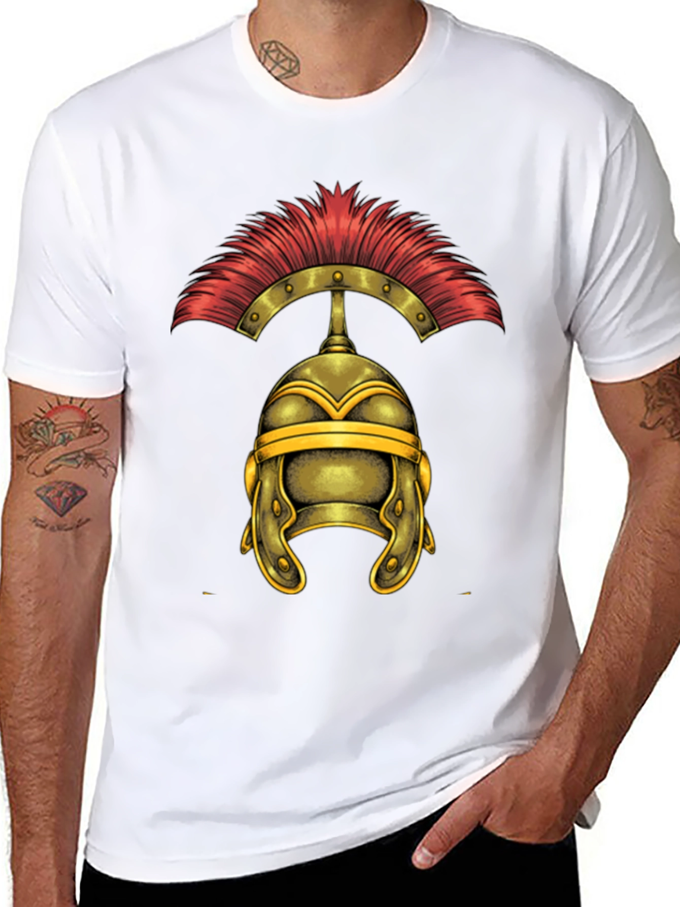 Roman Helmet Graphic Tee - Classic Warrior Design