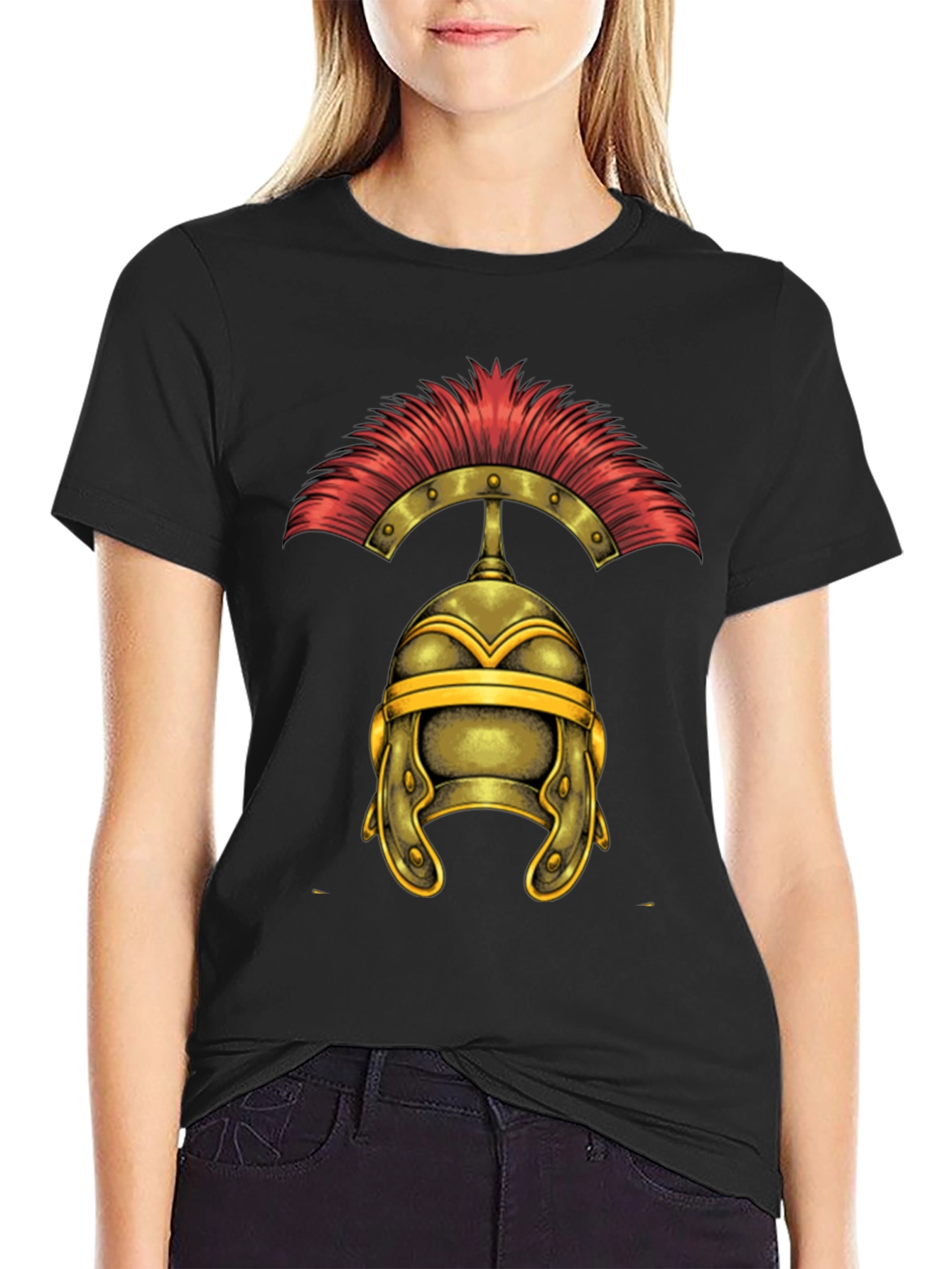 Roman Helmet Graphic Tee - Classic Warrior Design