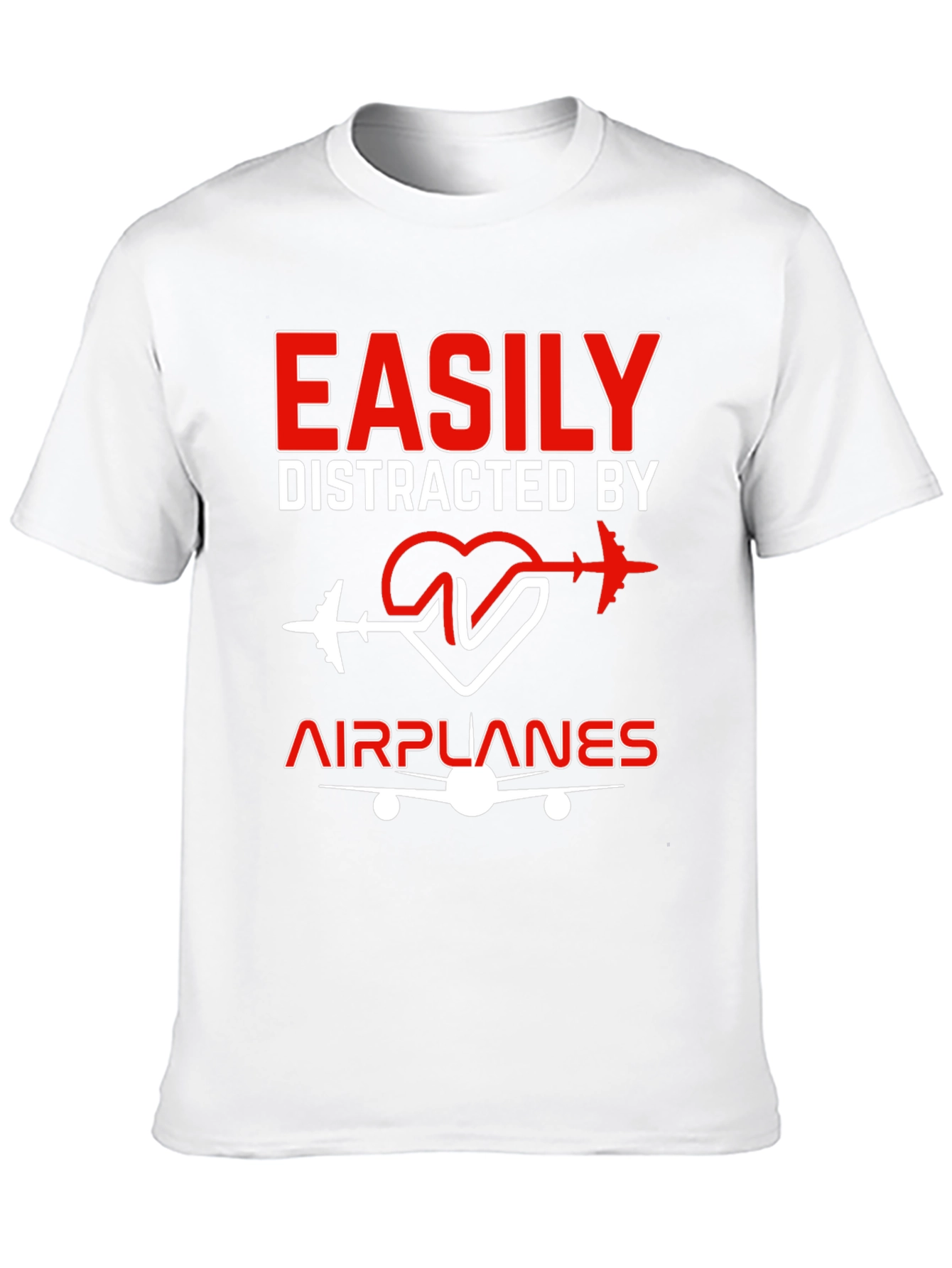 Easily Distracted By Airplanes Black T-Shirt