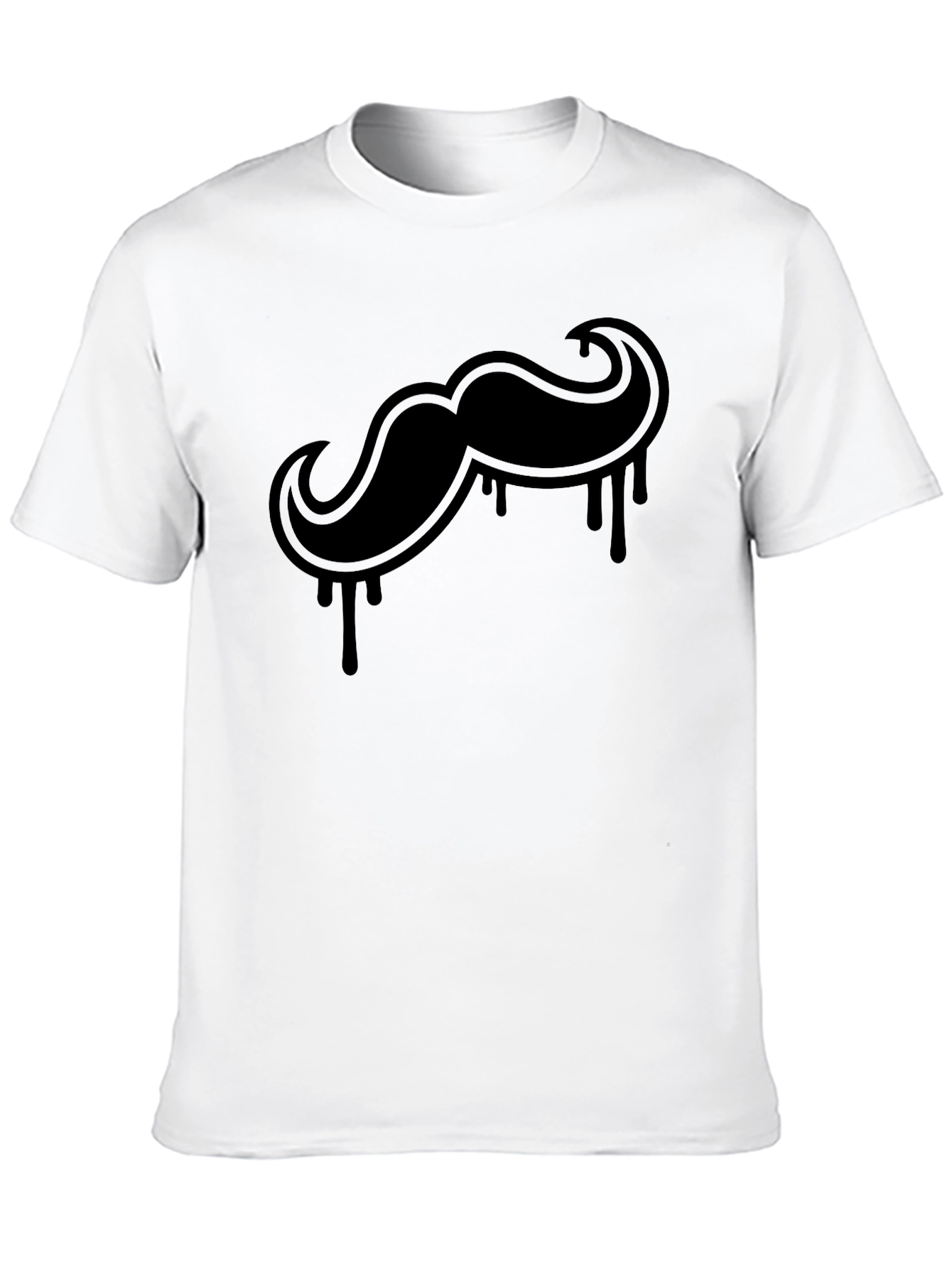 Mens Black Mustache Drip Graphic Tee