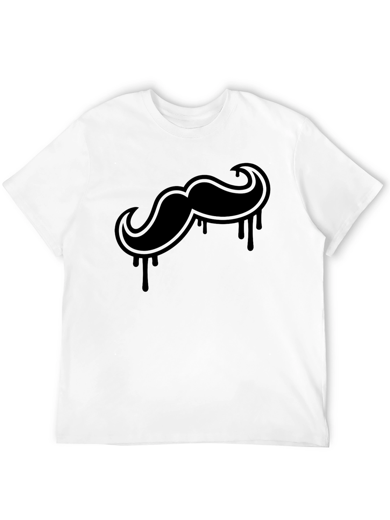 Mens Black Mustache Drip Graphic Tee