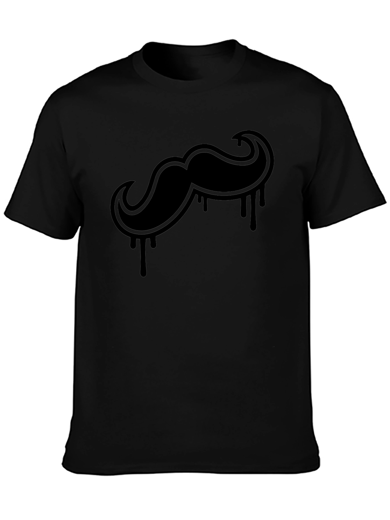 Mens Black Mustache Drip Graphic Tee