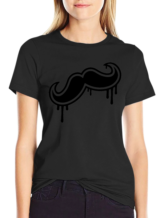 Mens Black Mustache Drip Graphic Tee