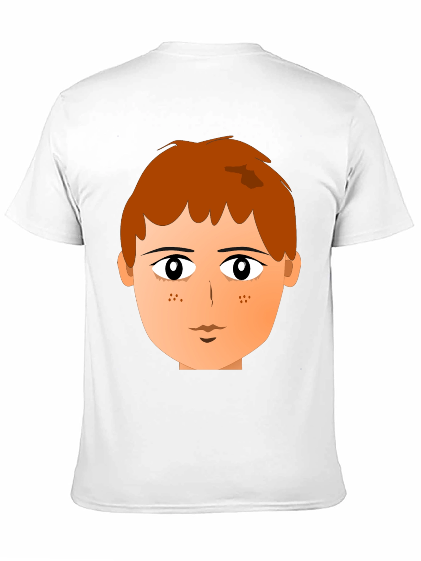 Cartoon Boy Face Graphic Print Black Tee