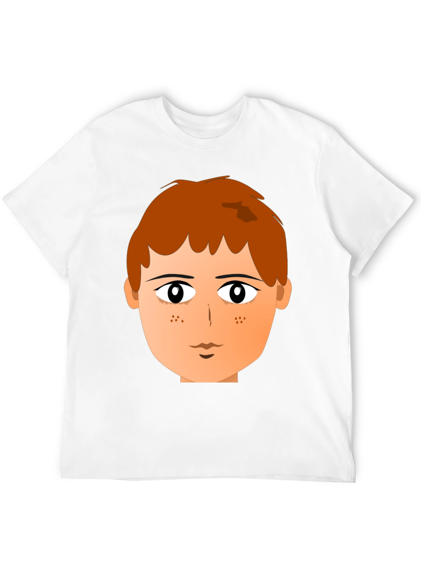 Cartoon Boy Face Graphic Print Black Tee