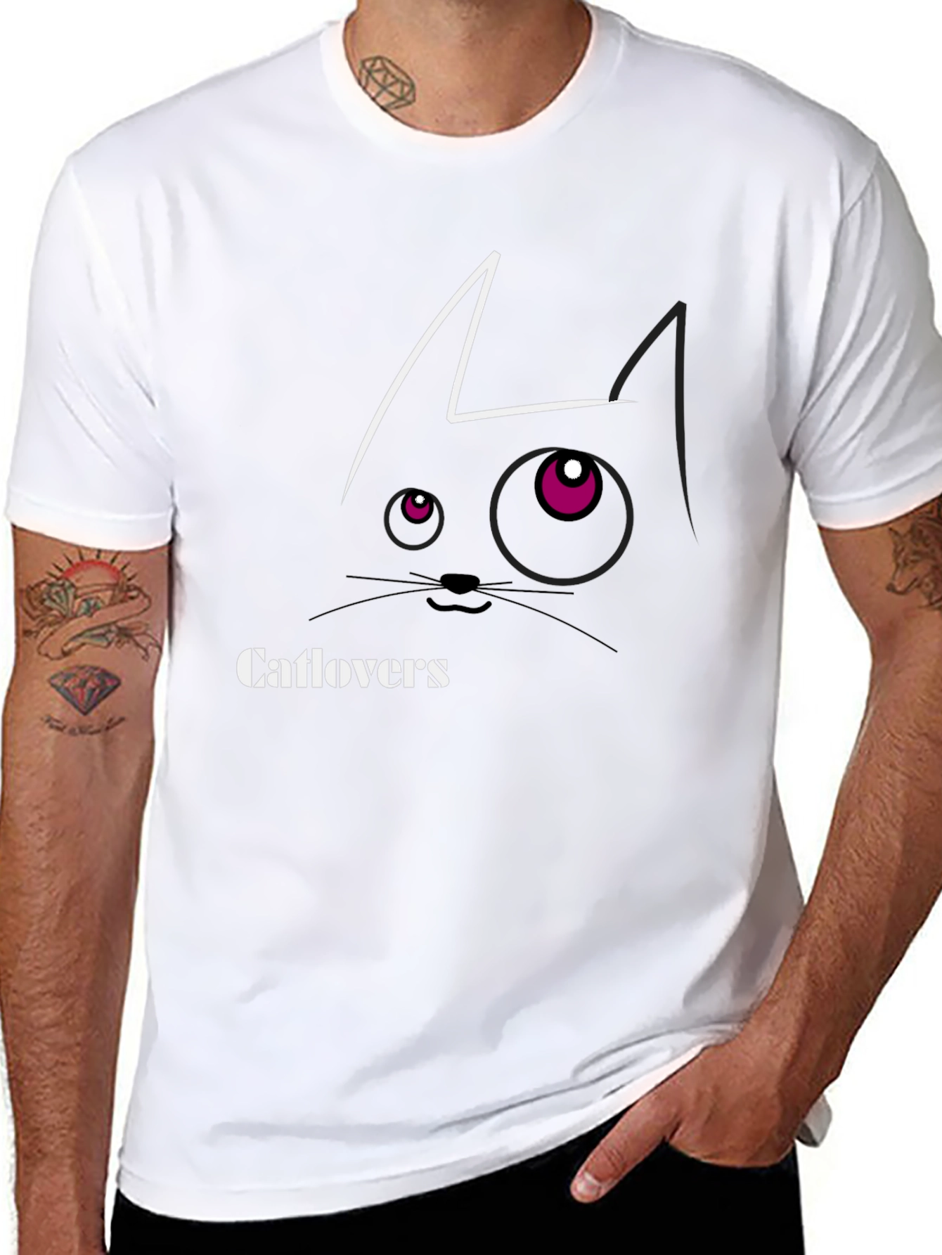 Catlovers Graphic Tee - Stylish Cat Design