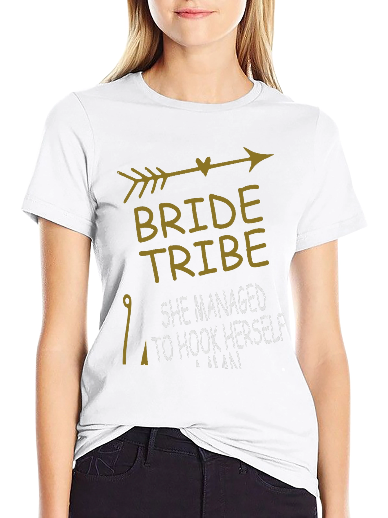 Bride Tribe T-Shirt: She Hooked Herself A Man
