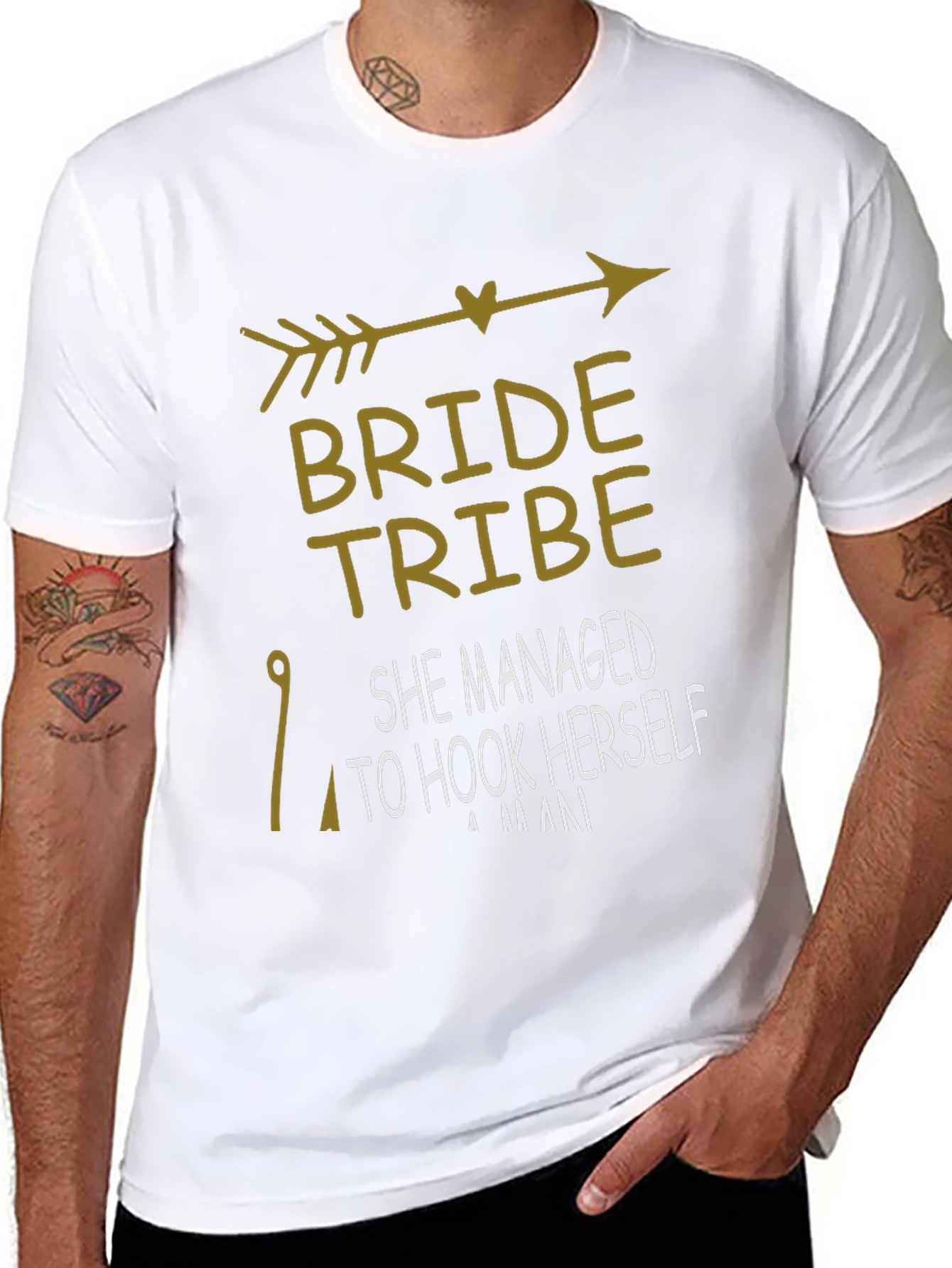 Bride Tribe T-Shirt: She Hooked Herself A Man