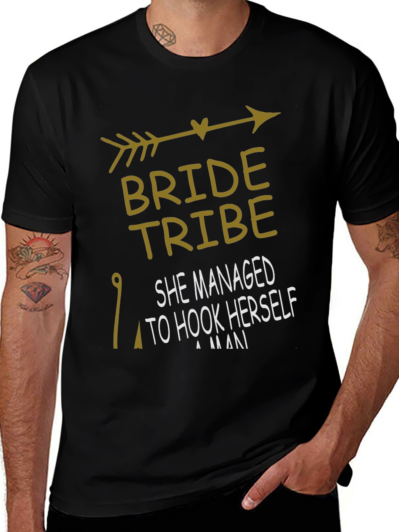 Bride Tribe T-Shirt: She Hooked Herself A Man