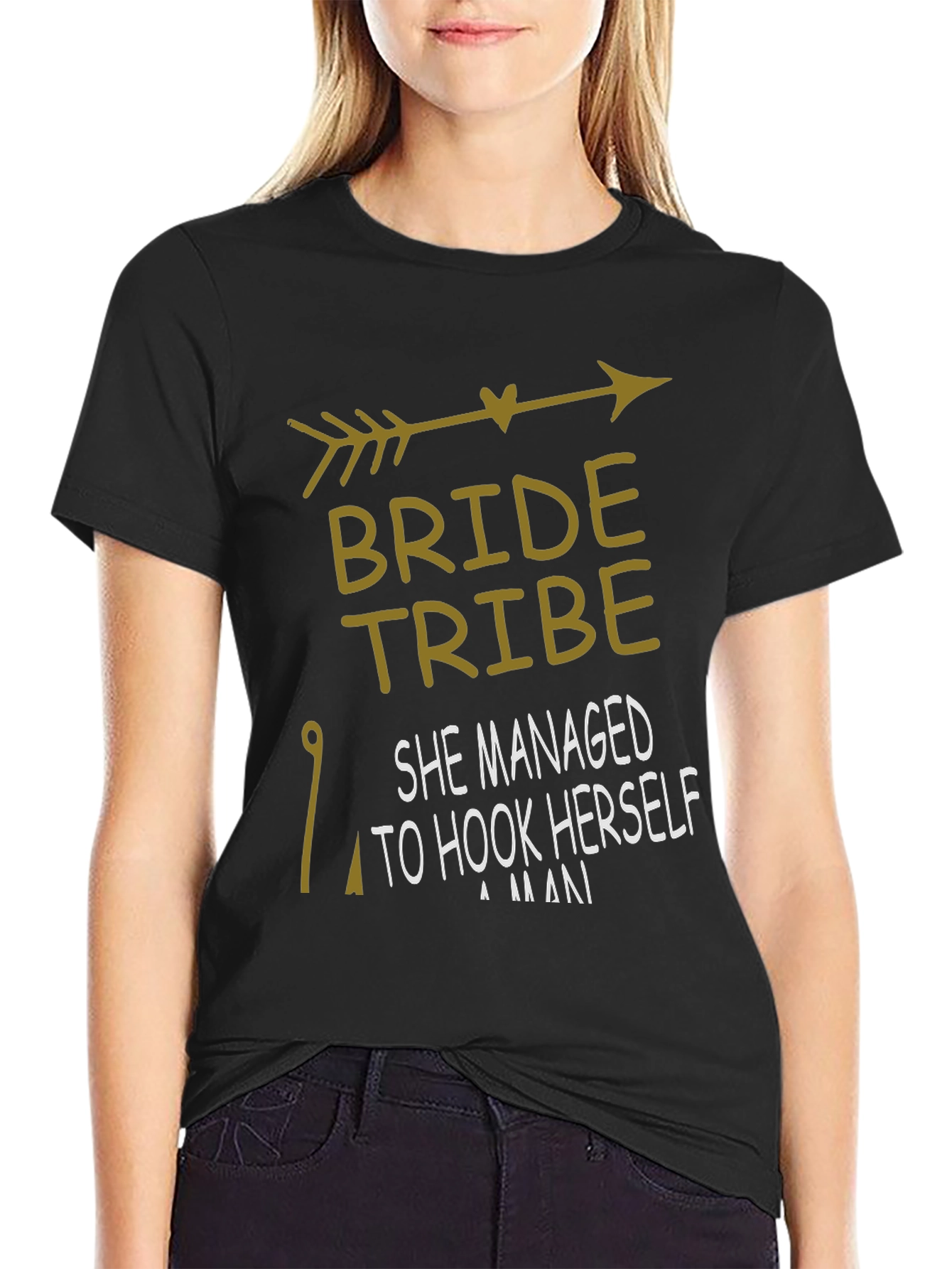 Bride Tribe T-Shirt: She Hooked Herself A Man