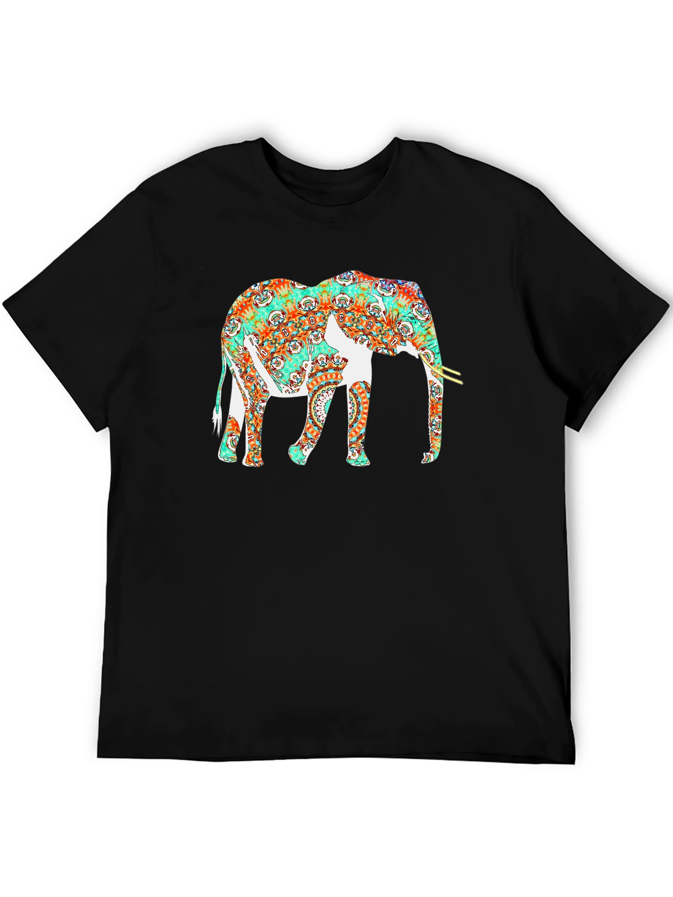 Elephant Mandala Graphic Black T-Shirt
