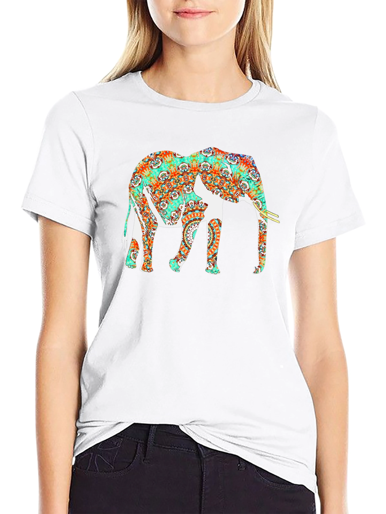 Elephant Mandala Graphic Black T-Shirt