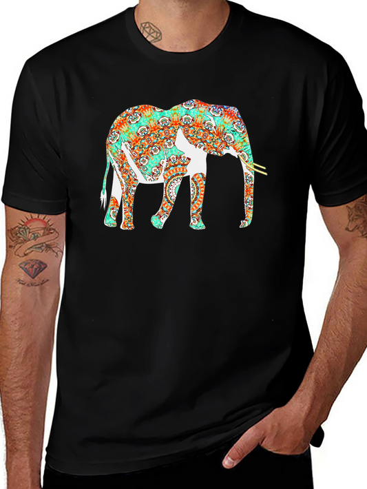 Elephant Mandala Graphic Black T-Shirt