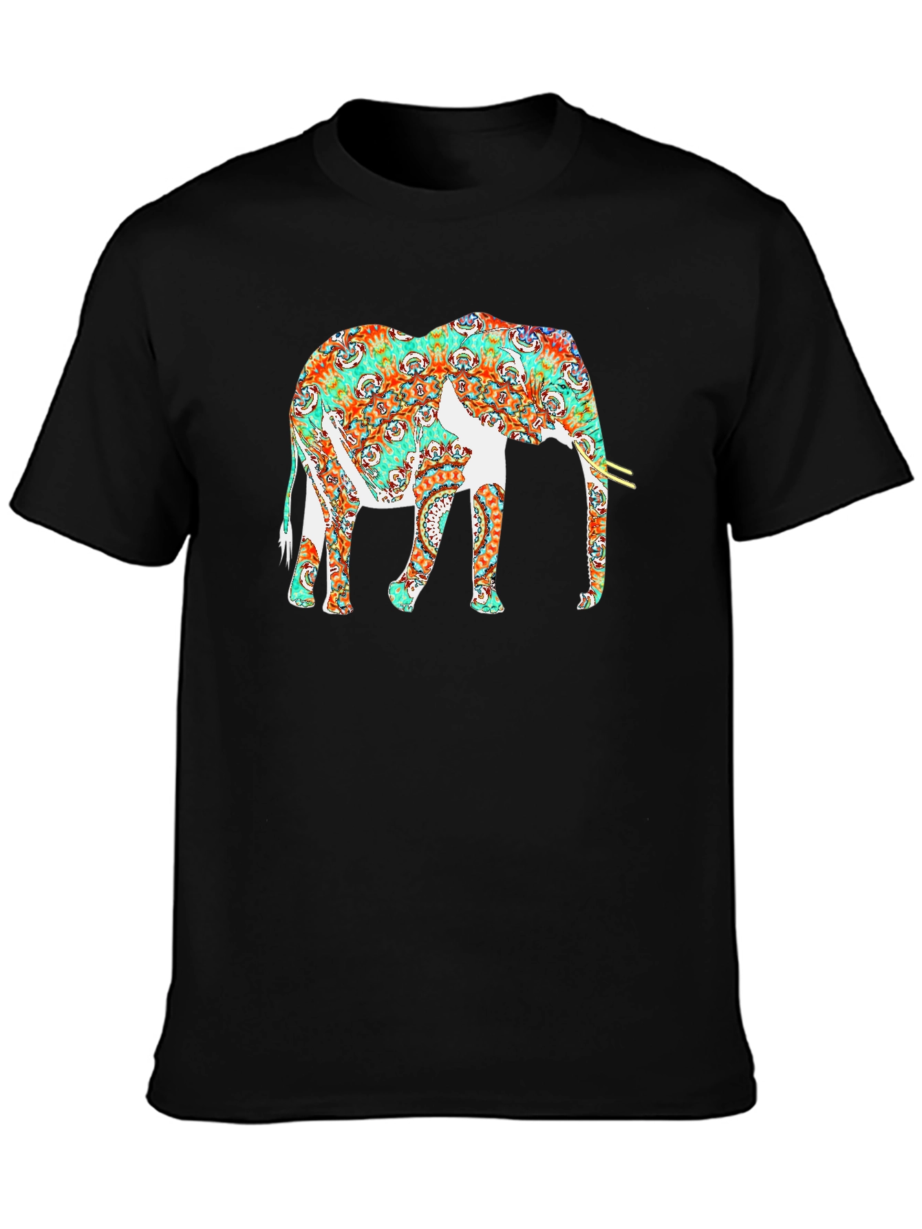 Elephant Mandala Graphic Black T-Shirt