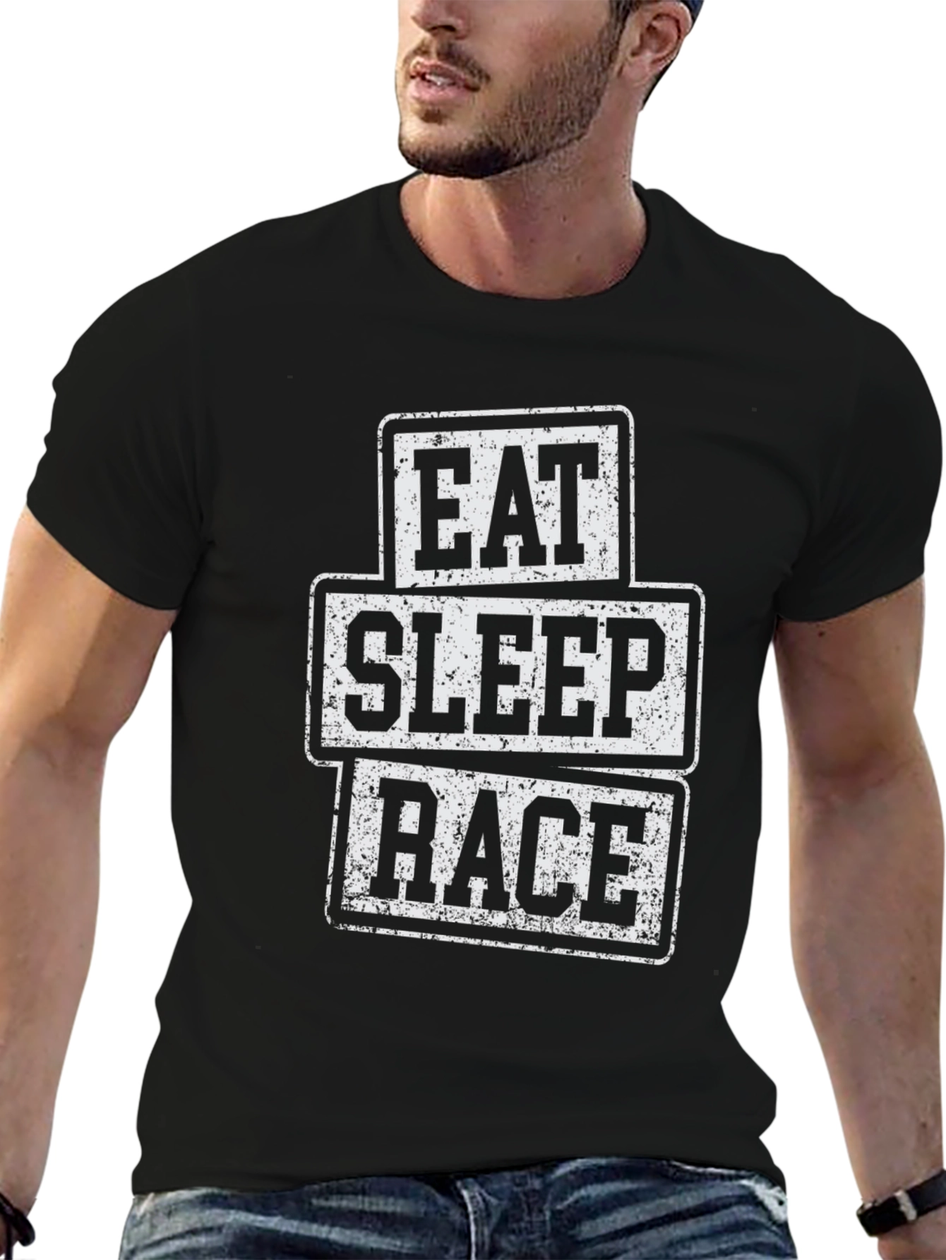 Eat Sleep Race Black Graphic T-Shirt