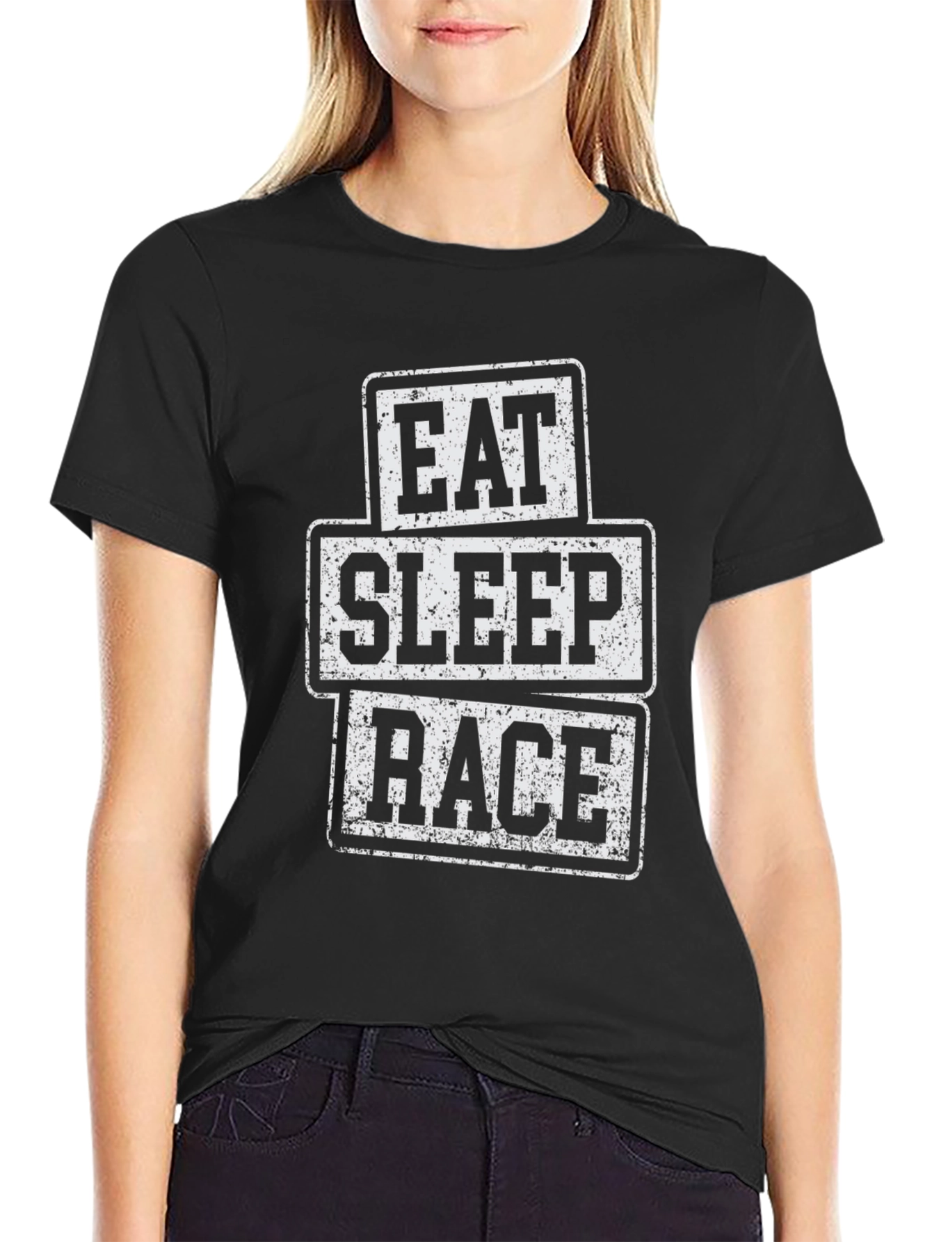 Eat Sleep Race Black Graphic T-Shirt