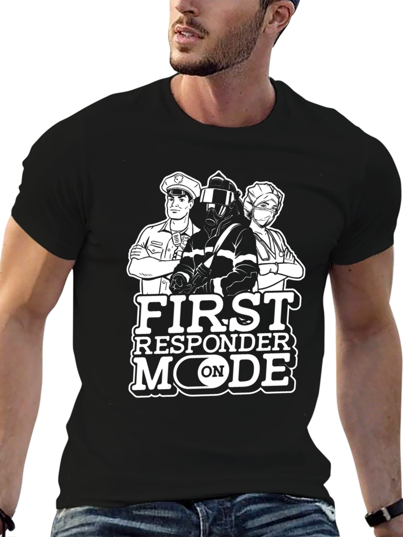 First Responder Mode Black Graphic T-Shirt