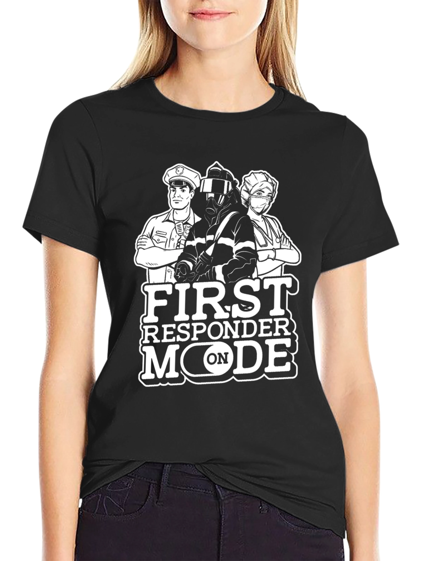 First Responder Mode Black Graphic T-Shirt