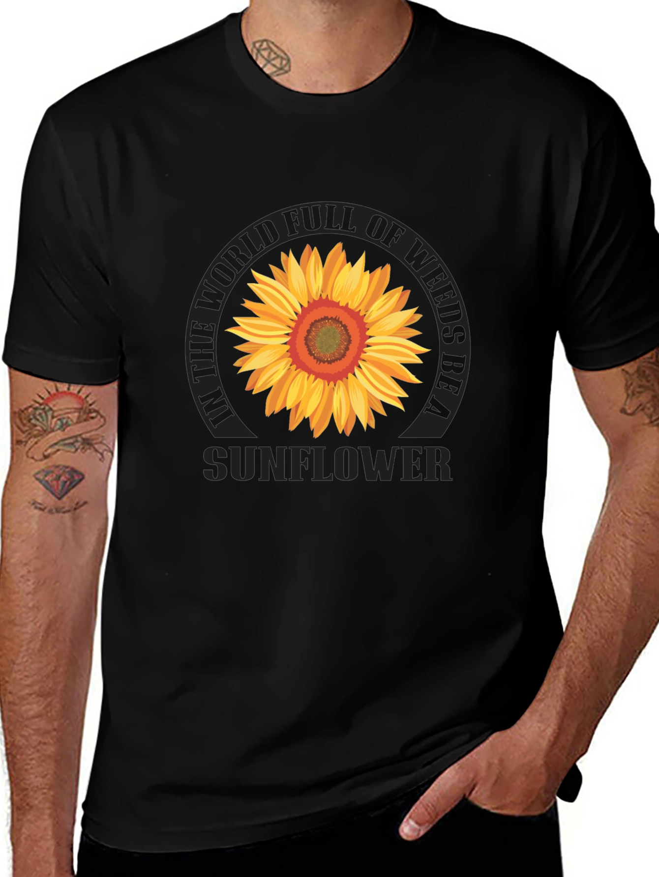 Sunflower Graphic Print Tee - Be a Sunflower