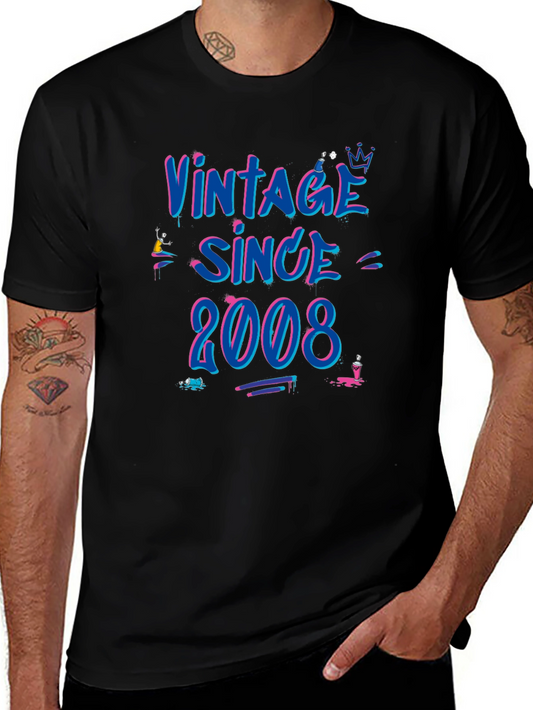Vintage Since 2008 Graphic Tee - Trendy Birthday Gift