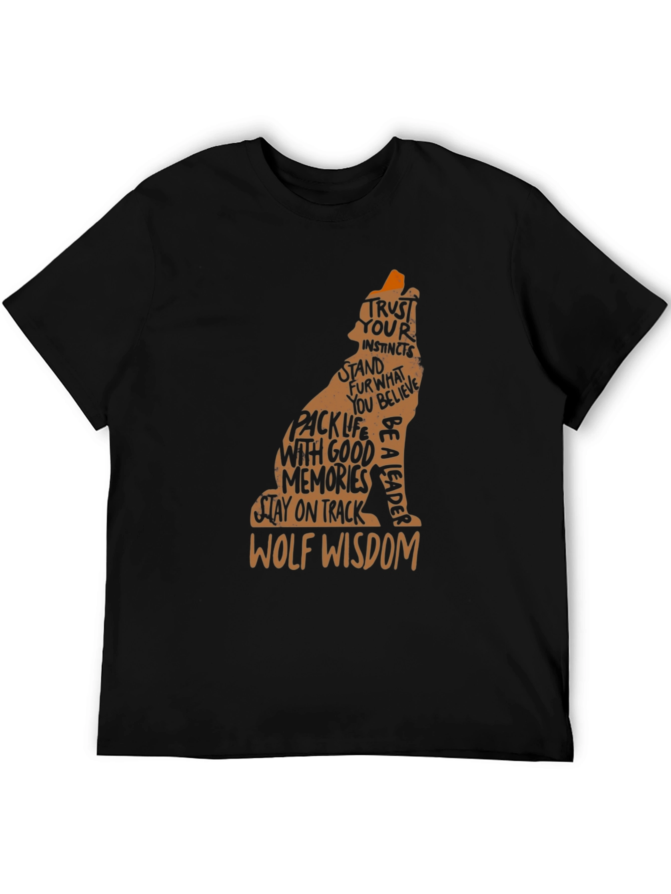 Wolf Wisdom Graphic Tee - Black Casual T-Shirt