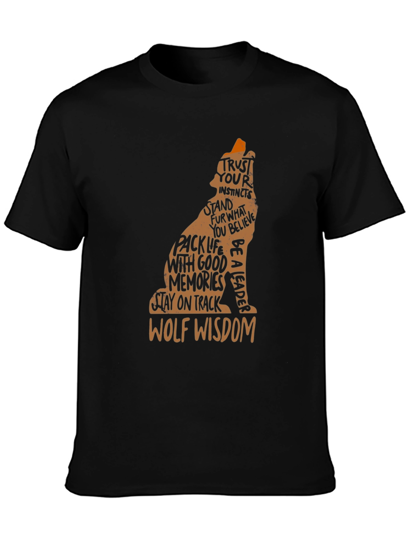 Wolf Wisdom Graphic Tee - Black Casual T-Shirt