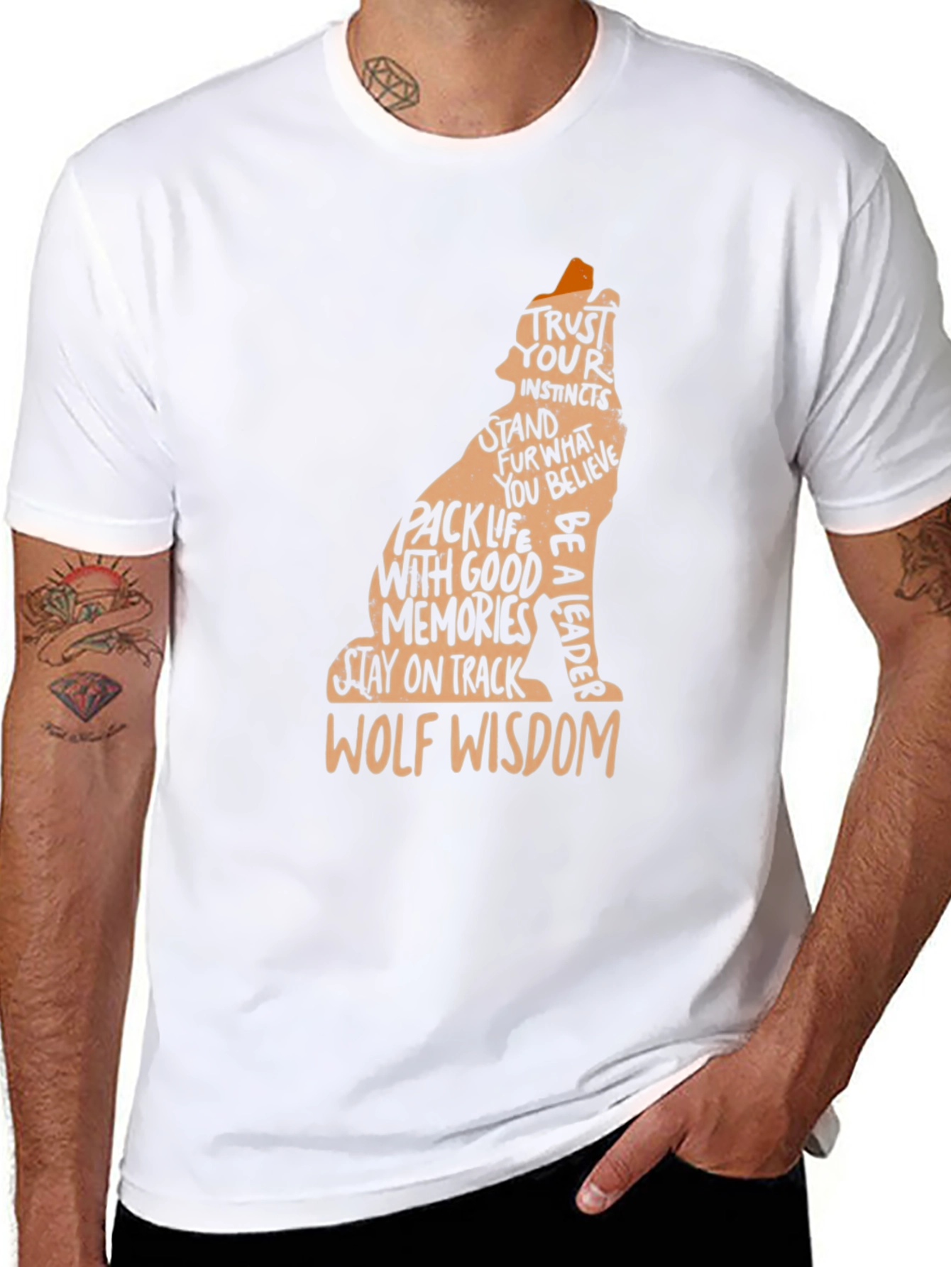 Wolf Wisdom Graphic Tee - Black Casual T-Shirt