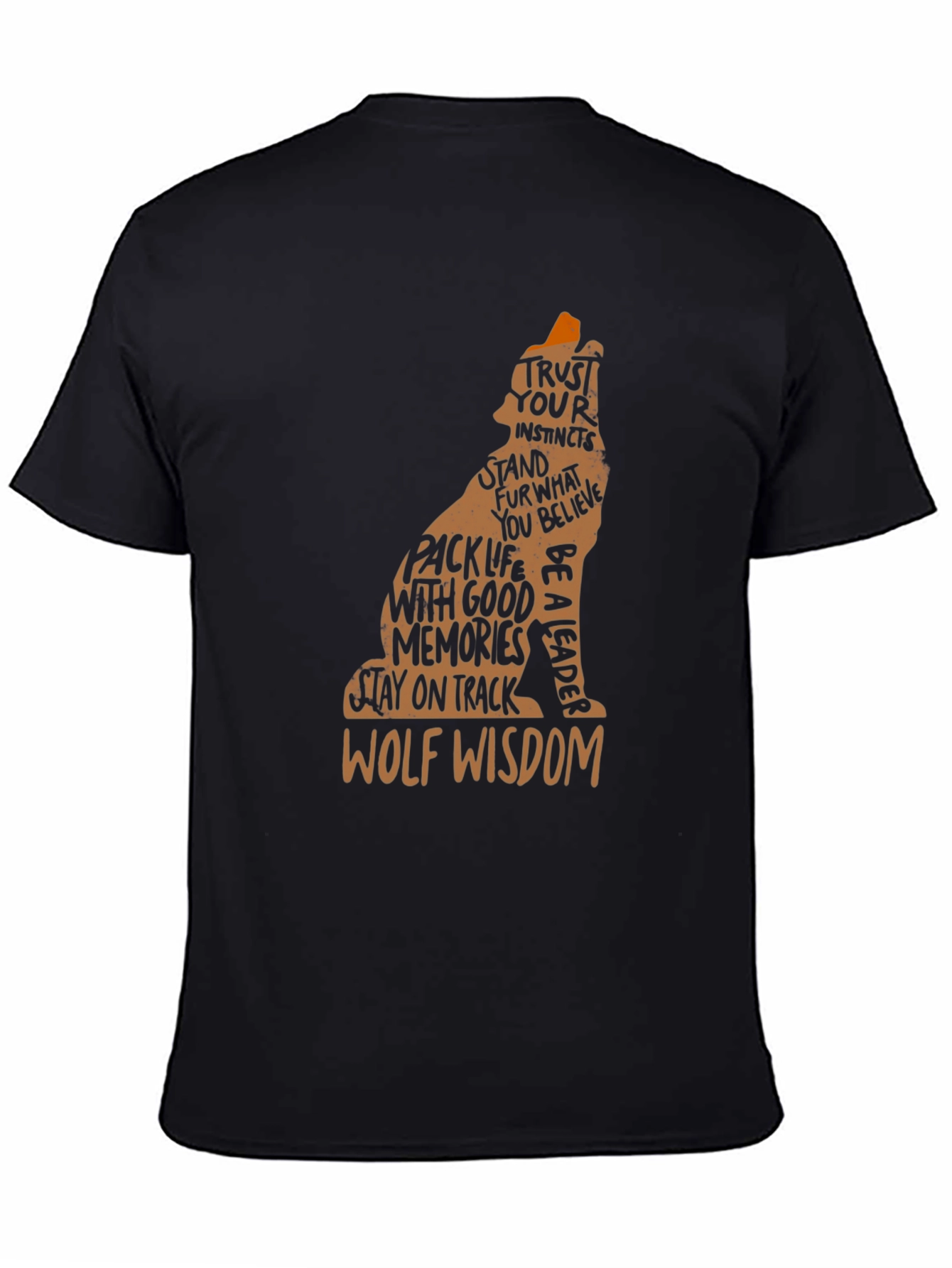 Wolf Wisdom Graphic Tee - Black Casual T-Shirt