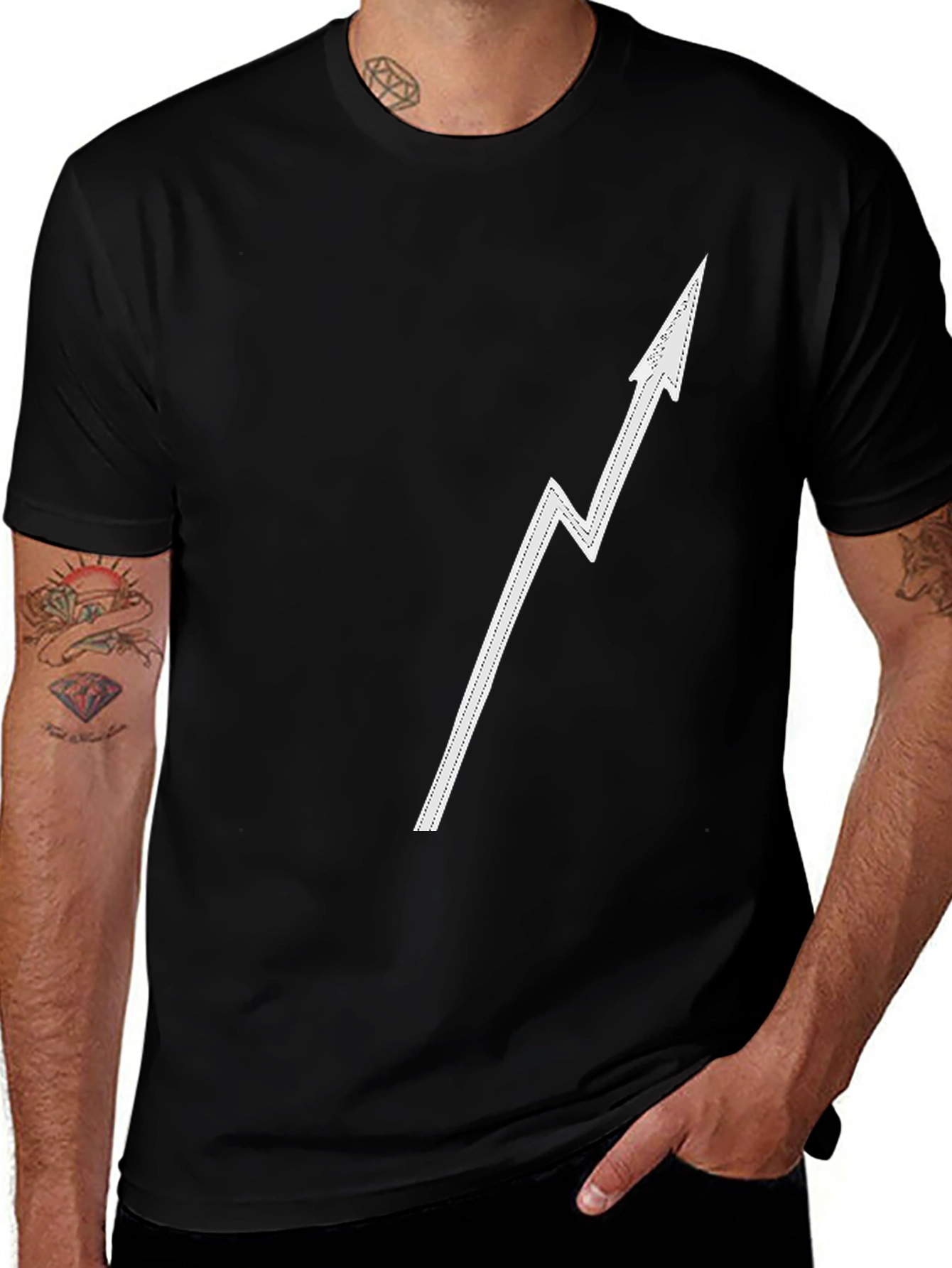 Modern Arrow Graphic Tee - Black Casual Shirt